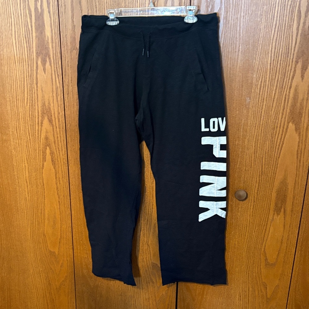 PINK Victoria's Secret Black sweats with White Logo